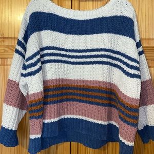 Shopthesethree striped off the shoulder sweater